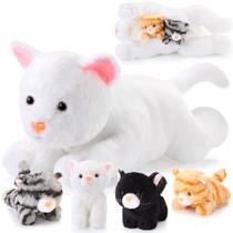 Bicho de pelúcia Skylety Cat com bebês dentro de 40 cm, branco Bicho de pelúcia Skylety Cat com bebês dentro de 40 cm, branco