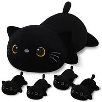 Bicho de pelúcia SQEQE Black Cat Mommy com 4 bebês de gato na barriga Bicho de pelúcia SQEQE Black Cat Mommy com 4 bebês de gato na barriga