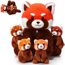 Bicho de pelúcia Syhood Red Panda Family 33cm com 4 bebês
