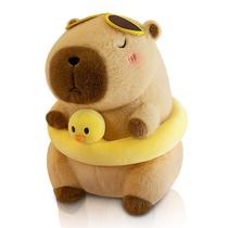 Bicho de pelúcia WUFUVAP Cute Capivara Plush 25 cm com óculos de sol Bicho de pelúcia WUFUVAP Cute Capivara Plush 25 cm com óculos de sol