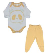 Bicho Molhado Conjunto Body e Calca Panda Amarelo