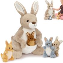 Bichos de pelúcia MaoGolan Kangaroo com bolsa de 20 polegadas com 4 bebês