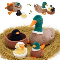 Bichos de pelúcia OUOZZZ Duck com 3 patinhos e pelúcia de ninho de pato