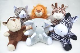 Bichos de pelúcia velboa animais safári floresta selva 30 cm leão zebra macaco girafa - Elza Lemos