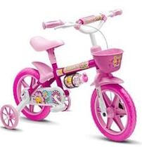 Bicicleta 12 fem rosa/bco flower
