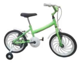Bicicleta 16 t-type verde neon/branco c/kit e roda jks nylon