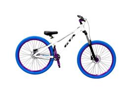 Bicicleta 26 Gta Gravity Cor Branco Freeride Hollowtech Single Cubo k7 Barulhento Freio a Disco Hidráulico Garfo C/Trava Pneu Flame Azul