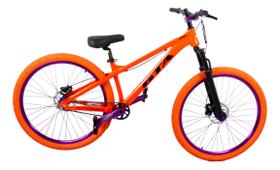Bicicleta 26 Gta Gravity Cor Laranja Freeride Hollowtech Single Cubo k7 Barulhento Freio a Disco Hidráulico Garfo C/Trava Pneu Flame Laranja