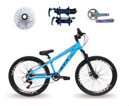 Bicicleta 26 Gta Rebel Freeride Cor Azul Single 8v Cubo Barulhento Pedivela Camaleão Freio a Disco Rodas Vmaxx Pneu Flame