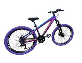 Bicicleta 26 Gta Rebel Freeride Cor Camaleão 21v Freio Disco Aros Vmaxx Pneu Flame Roxo