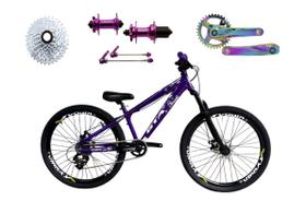 Bicicleta 26 Gta Rebel Freeride Cor Roxo Single 8v Cubo Barulhento Pedivela Camaleão Rodas Vmaxx Freio a Disco Pneu Flame