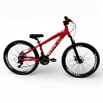 Bicicleta 26 Rebel Gta Alumínio Freeride Downhill 21v Aros Vmaxx Freio a Disco Pneu Flame