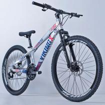 Bicicleta 26 vikingx 21v index - tuff x-25 - prata/azul