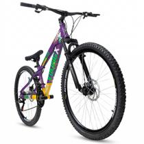 Bicicleta 26 vikingx 21v index tuff x 25 roxo/amarelo/verde