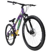 Bicicleta 26 vikingx 21v index tuff x 25 roxo/amarelo/verde