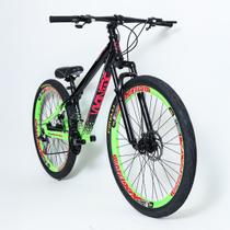 Bicicleta 26 vikingx 21v shimano - tuff x-44 - preto/verde neon