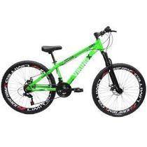 bicicleta 26 vikingx tuff 25 verde neon 21v cambio shimano