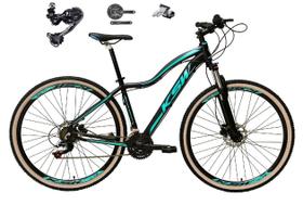 Bicicleta 29 Ksw Mwza Feminina Alumínio Câmbio Shimano Deore e Altus 27v Freio Hidráulico Garfo Com Trava Pneu com Faixa Bege - Preto/Azul