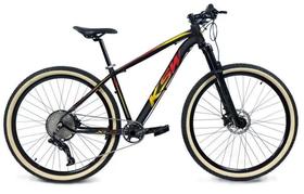 Bicicleta 29 Ksw Xlt Garfo Trava 11v Hidráulica 1x11 Garfo com Trava no Ombro Pneu com Faixa Bege - Preto/Vermelho/Amarelo Bicicleta 29 Ksw Xlt Garfo Trava 11v Hidráulica 1x11 Garfo com Trava no Ombro Pneu com Faixa Bege - Preto/Vermelho/Amarelo