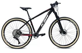 Bicicleta 29 Ksw Xlt Garfo Trava 11v Hidráulica 1x11 Garfo com Trava no Ombro Pneu com Faixa Bege - Preto/Vermelho/Branco