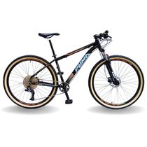 Bicicleta 29 puma 12v absolute, freio hid, pdv alum, susp trava guidão, preto com laranja e azul, 21 - PUMABIKE