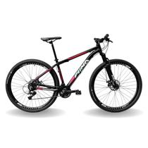 Bicicleta 29 puma lince 21v index, freio mec, susp 80mm rad7, preto com vermelho e branco, 17
