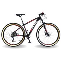 Bicicleta 29 puma lince 9v steez, freio hid, k7, susp trava guidão, preto branco e vermelho, 21 - PUMABIKE