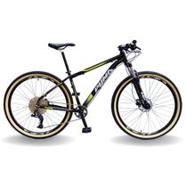 Bicicleta 29 pumabike 12v absolute, freio hid, pdv alum, susp trava guidão, preto com branco e amarelo, 19