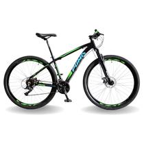 Bicicleta 29 pumabike lince 24v steez, freio mec, susp 80mm, preto verde e azul, 17