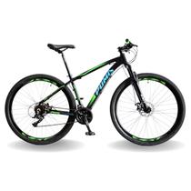 Bicicleta 29 pumabike lince 24v steez, freio mec, susp 80mm, preto verde e azul, 19