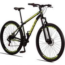 Bicicleta 29 Raider Sport Aço 21M Freio a Disco c/ Suspensão Preto+amarelo