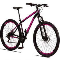 Bicicleta 29 Raider Sport Aço 21M Freio a Disco c/ Suspensão Preto+rosa Bicicleta 29 Raider Sport Aço 21M Freio a Disco c/ Suspensão Preto+rosa