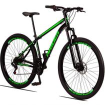 Bicicleta 29 Raider Sport Aço 21M Freio a Disco c/ Suspensão Preto+verde Bicicleta 29 Raider Sport Aço 21M Freio a Disco c/ Suspensão Preto+verde