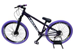 Bicicleta Absolute Nero 5 Monomarcha Especializada em Grau Luvas Roxos Aro Vmaxx Freios Hidráulicos Pneu Balão Flame Roxo Bicicleta Absolute Nero 5 Monomarcha Especializada em Grau Luvas Roxos Aro Vmaxx Freios Hidráulicos Pneu Balão Flame Roxo