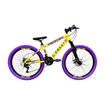 Bicicleta Adulta Colli Grau Aro 26 - 21 Marchas, Freio a Disco, Amarelo Fosco
