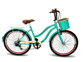 Bicicleta adulto aro 26 vintage retrô urbana 6 marchas verde
