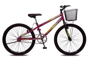 Bicicleta Allegra City Aro 24 Sem Marchas Freios V-brake e Cestão Colli