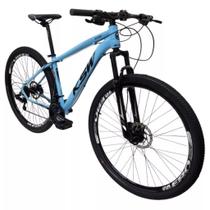 Bicicleta alumínio aro 29 ksw 24v shimano com suspensao e freio a disco tamanho 17 azul