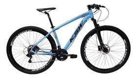 Bicicleta alumínio aro 29 ksw 24v shimano com suspensao e freio a disco tamanho 19 azul