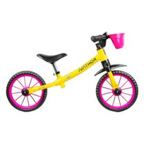 Bicicleta aro 12 balance garden amar/rosa sem pedal infantil