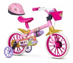 Bicicleta Aro 12 Criança Menina Princesa Com Capacete - NATHOR