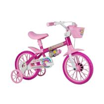Bicicleta aro 12 fem flower rosa/bco lilly bike infantil