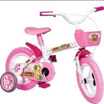 Bicicleta Aro 12 Feminina Turminha Guara com Rodinha Rosa