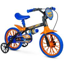 Bicicleta Aro 12 Hot Wheels c/ Rodinhas e Squeeze - Nathor