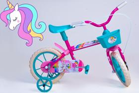 Bicicleta Aro 12 Infantil Feminina Pink e Azul Turquesa - Personagem