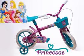 Bicicleta Aro 12 Infantil Feminina Pink e Azul Turquesa - Personagem - OLK Bike
