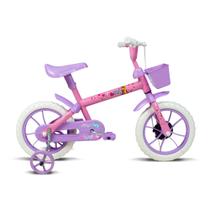 Bicicleta Aro 12 Infantil Paty Meninas Até 25 Kilos Com Cestinha e Rodinhas Laterais Verden