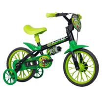 Bicicleta aro 12 nathor 100010160035 preto/verde Bicicleta aro 12 nathor 100010160035 preto/verde