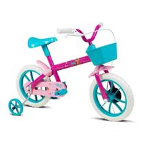 Bicicleta Aro 12 Paty Rosa Com Turquesa Ref 10475