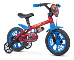 Bicicleta Aro 12 Spider Man Com Rodinhas e Squeeze - Nathor Bicicleta Aro 12 Spider Man Com Rodinhas e Squeeze - Nathor